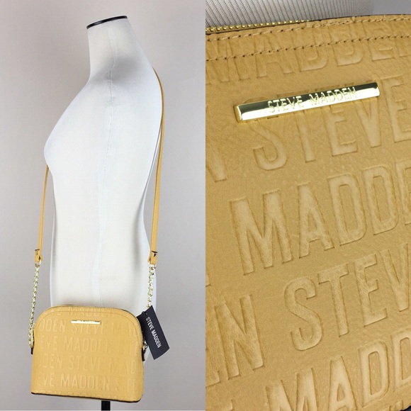 Steve Madden Marylin Logo Mustard Crossbody Purse - Picture 8 of 9